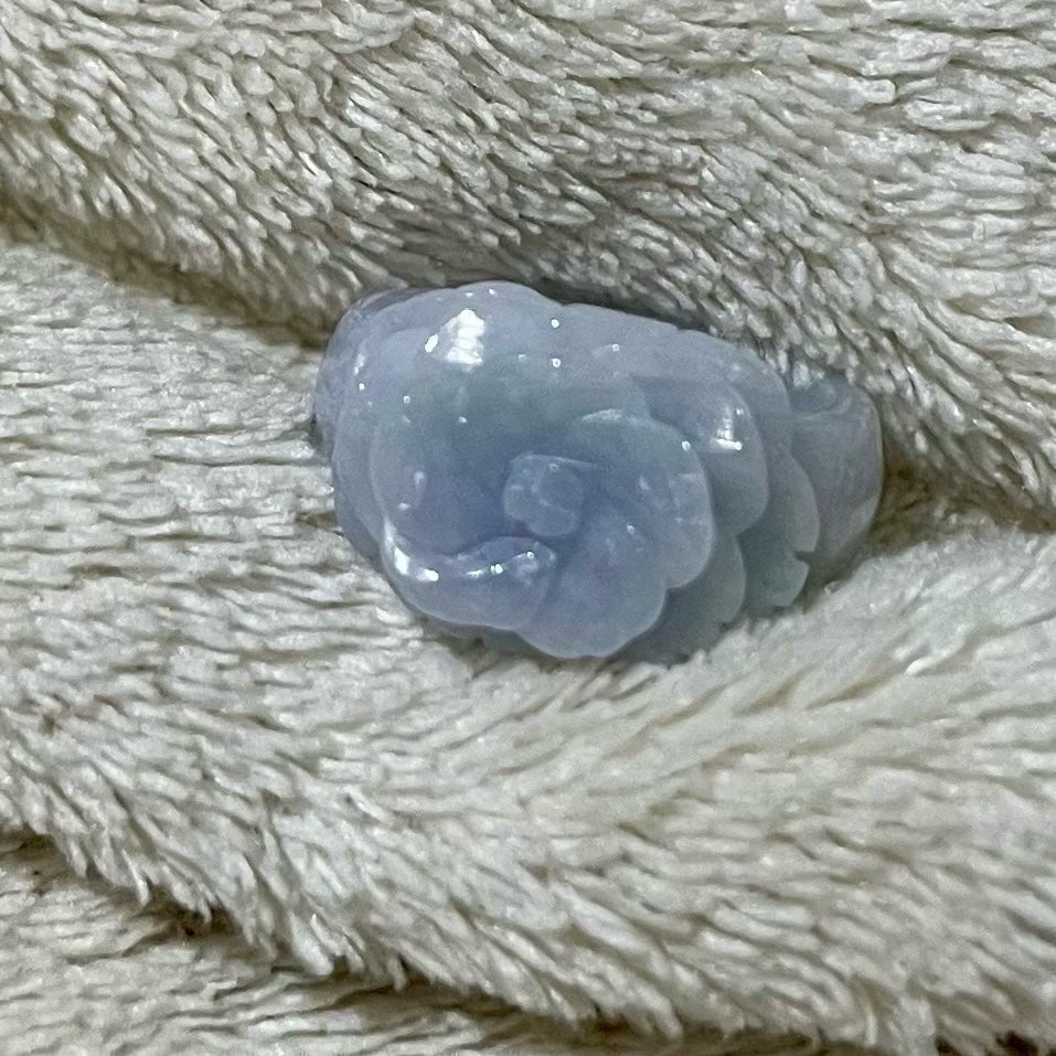 Certified Grade-A Natural Lavender Jade Jadeite Flower Ring Size 8 - New 356040