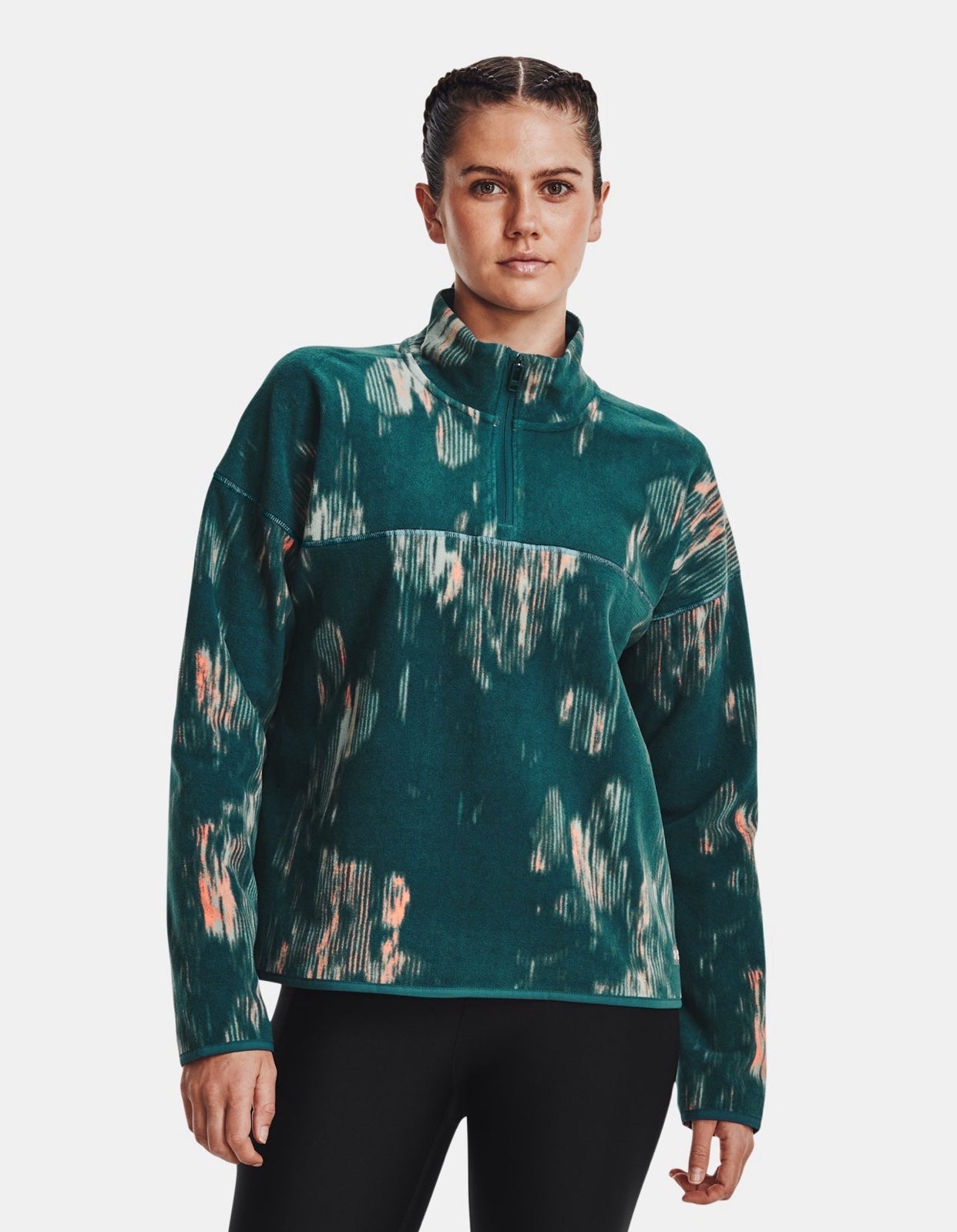 Women's UA Turbofleece Printed ¼ Zip Tourmaline Teal / Black Under Armour Large