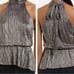Astr Metallic Silver Halter Top