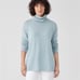 Eileen Fisher PP 2/4P PETITE Cotton Cashmere Turtleneck Clearwater Blue Sweater