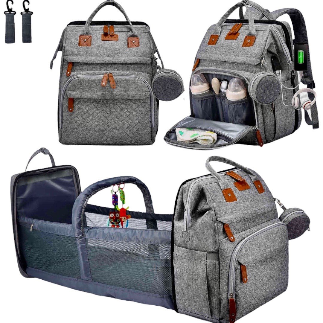 Boutique Large Diaper Bag, Backpack, Bassinet, Tech Charging Station all in one