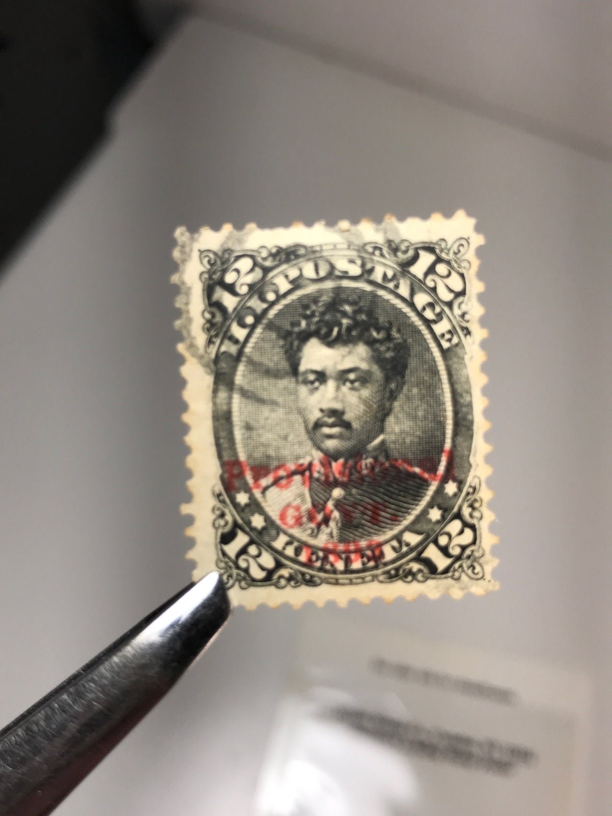 1893 - 12 Cents Black w/ Red Overprint #62 Traces of Double Overprint