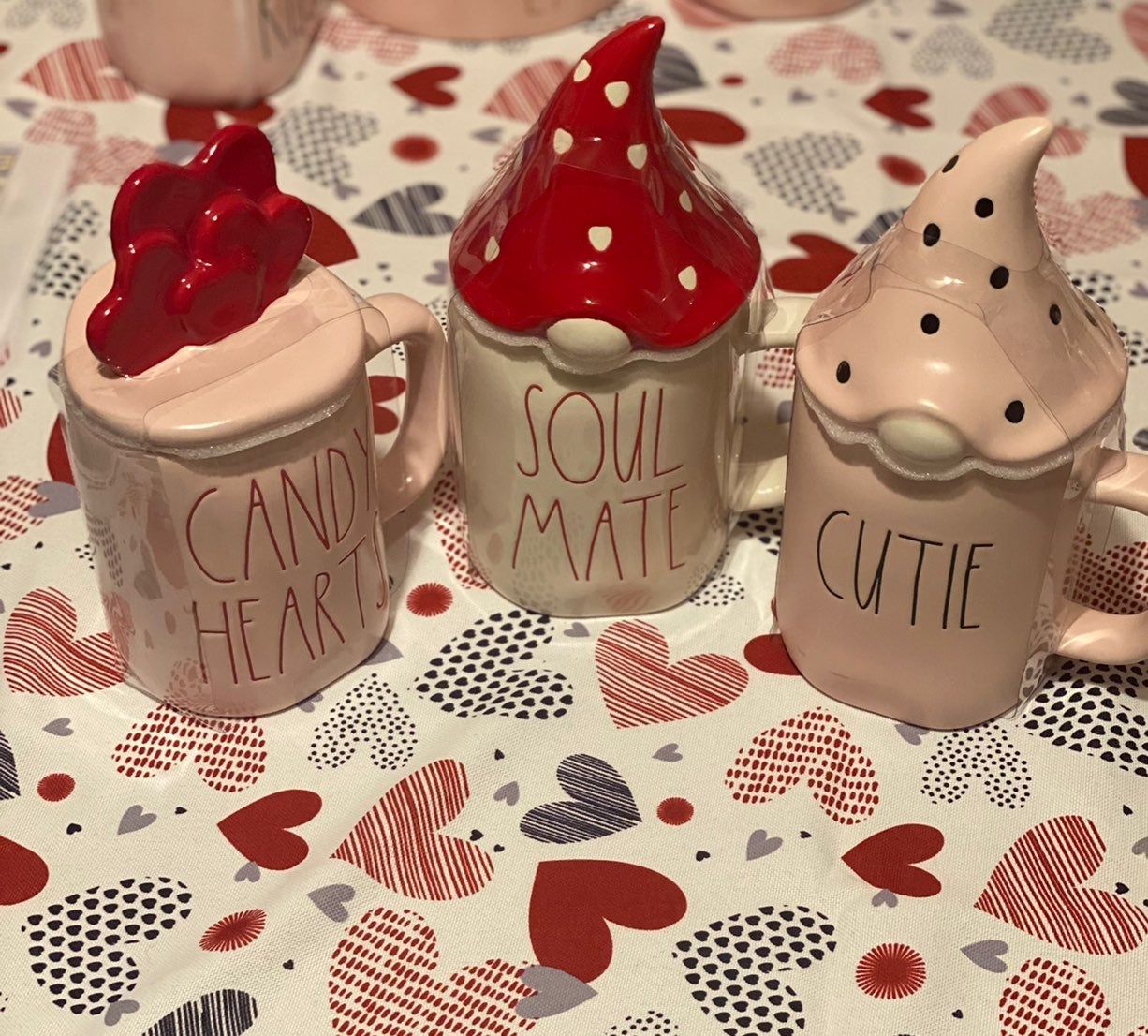 Rae dunn valentines topper mugs