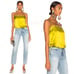 FLEUR DU MAL Straight Neck Cami With Lace Trim in Chartreuse