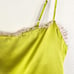 FLEUR DU MAL Straight Neck Cami With Lace Trim in Chartreuse