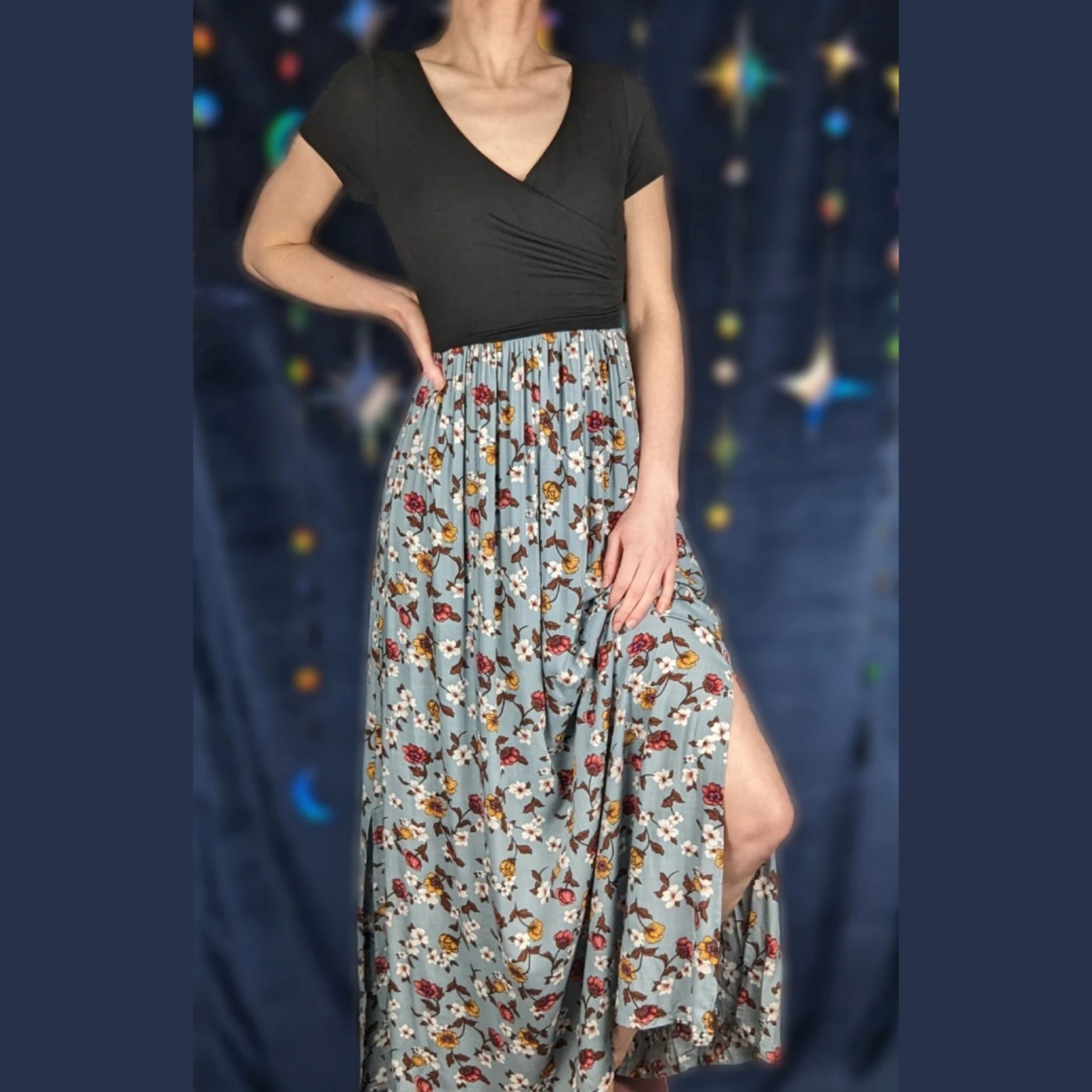 ModCloth Floral Maxi Dress | Short Sleeve Wrap Bodice | Soft, Stretchy & Flowy