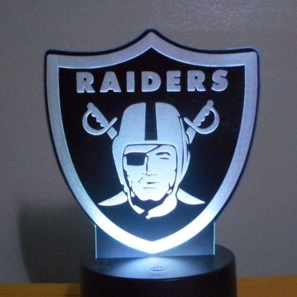 Black Raiders Shield 6 Custom Laser Engraved 3D Effect Acrylic LED Light Lamp