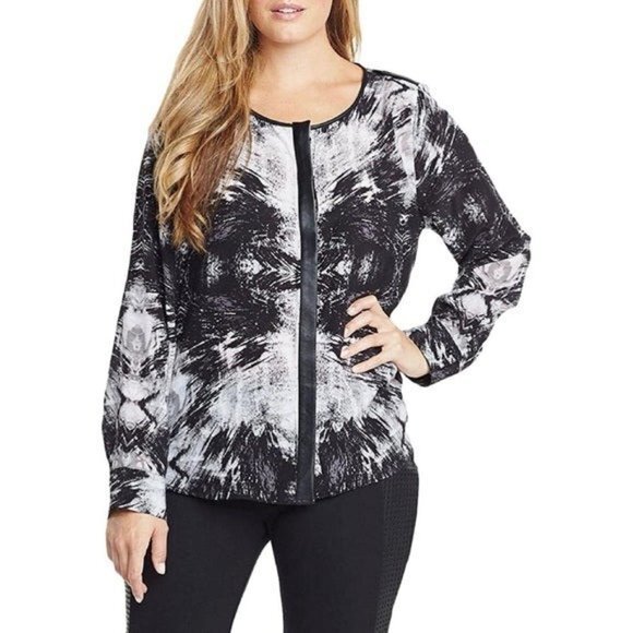 Tart Krista Button-Down Black and White Silk Blouse