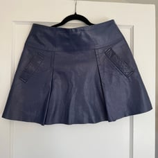 Vince. blue leather skirt
