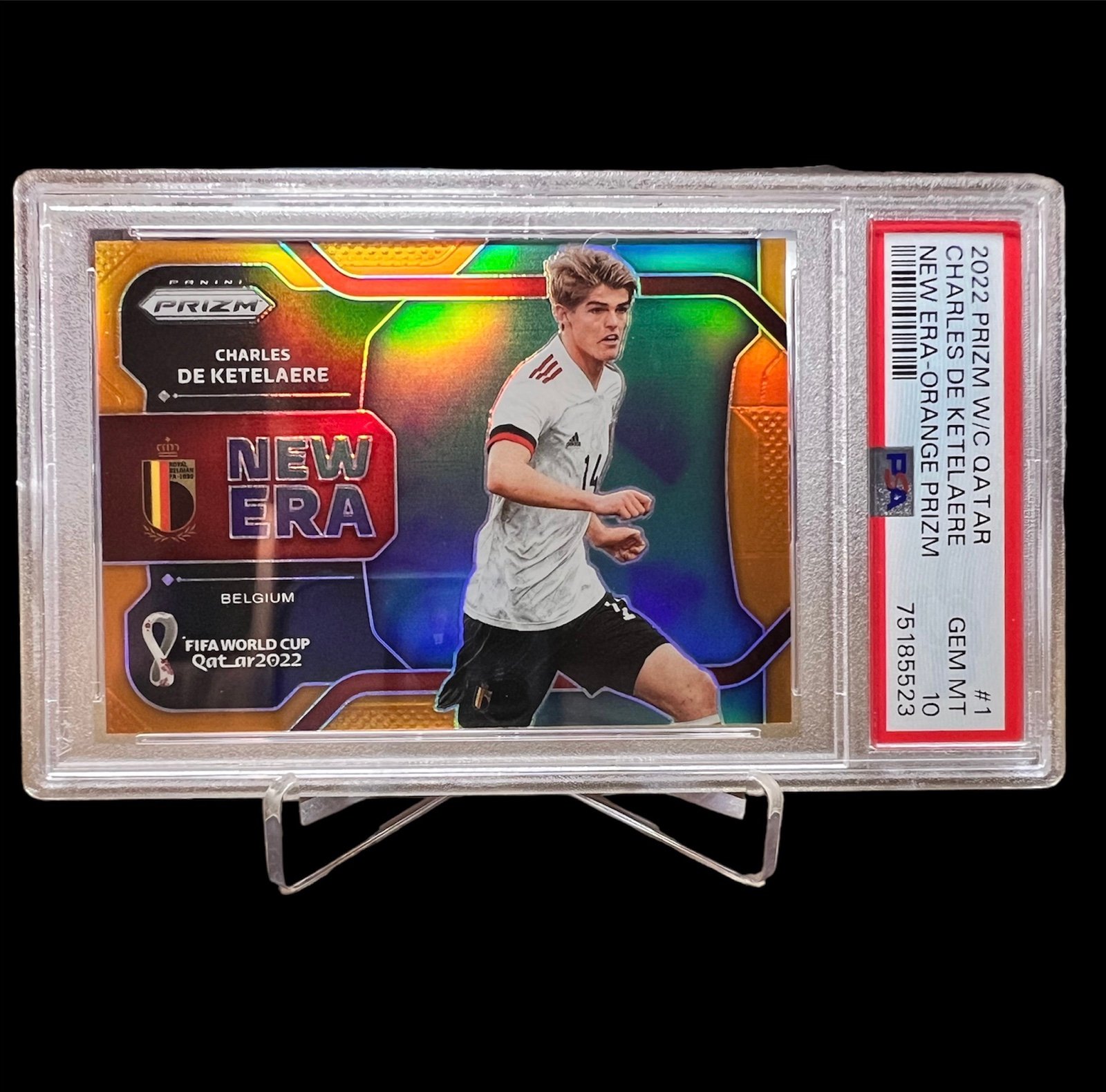 /25 PSA 10 POP 2 Charles de Ketelaere 2022 Prizm World Cup Orange SP