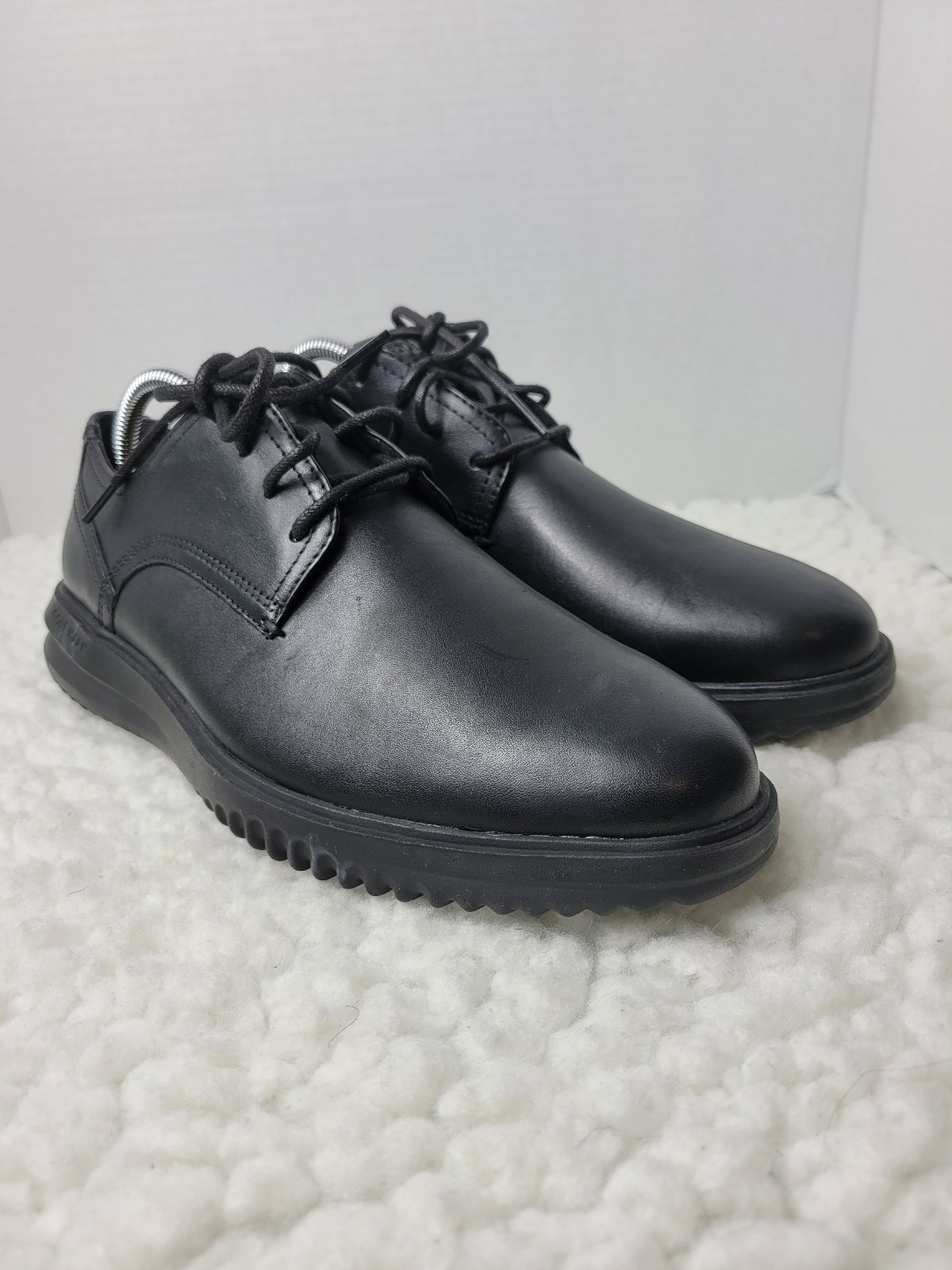 ShoesCole Haan Grand+ Plain Toe Men's 8.5 Oxford Black Leather Shoes C38222