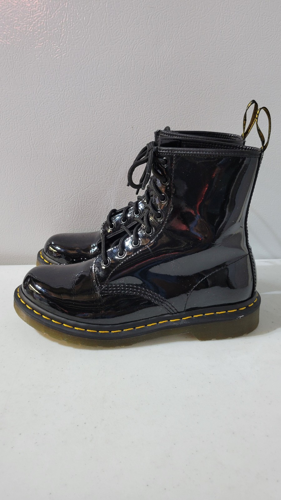 Dr. Martens Womens 1460 8 Eye Patent Leather Boots Size 9 Shiny Polished Black
