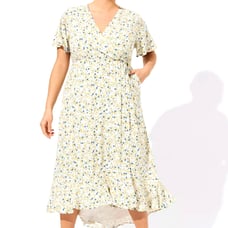 Torrid Maxi Rayon Slub Surplice Wrap Dress Ditsy Floral High Low Lined Sz 2X