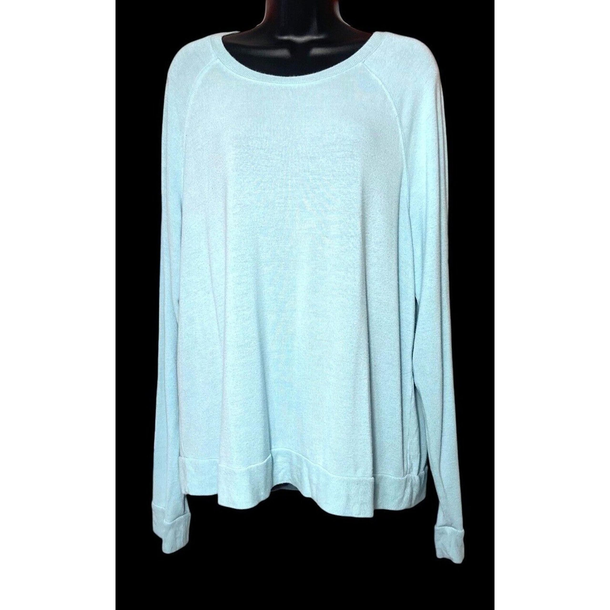 Ambrielle Amour Nightgown Knit Sleepshirt Sweater Blue Long Sleeve Soft Size XXL