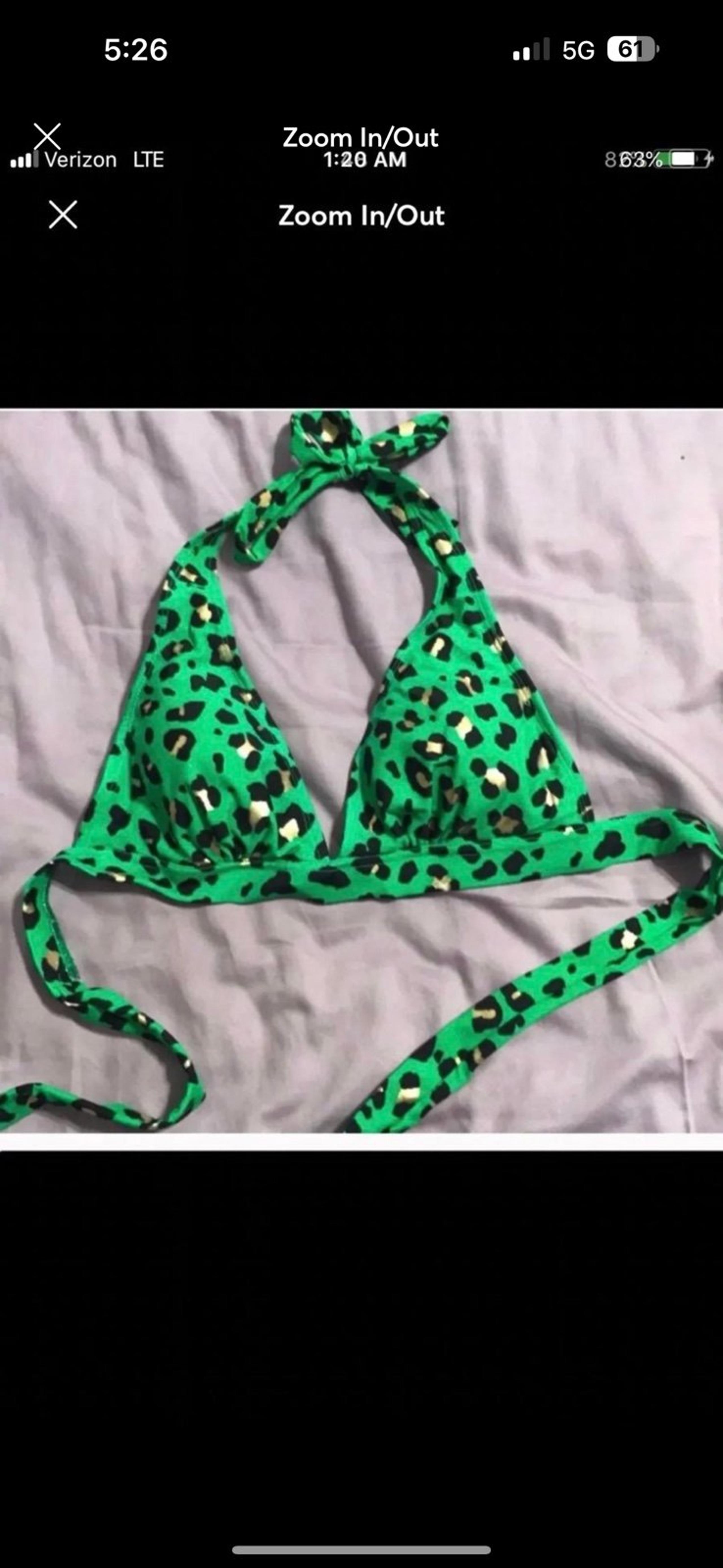 Green cheetah print Bikini Top