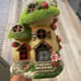 Mushroom Garden Statues with Solar Outdoor Light, Cute Flocked Fairy House