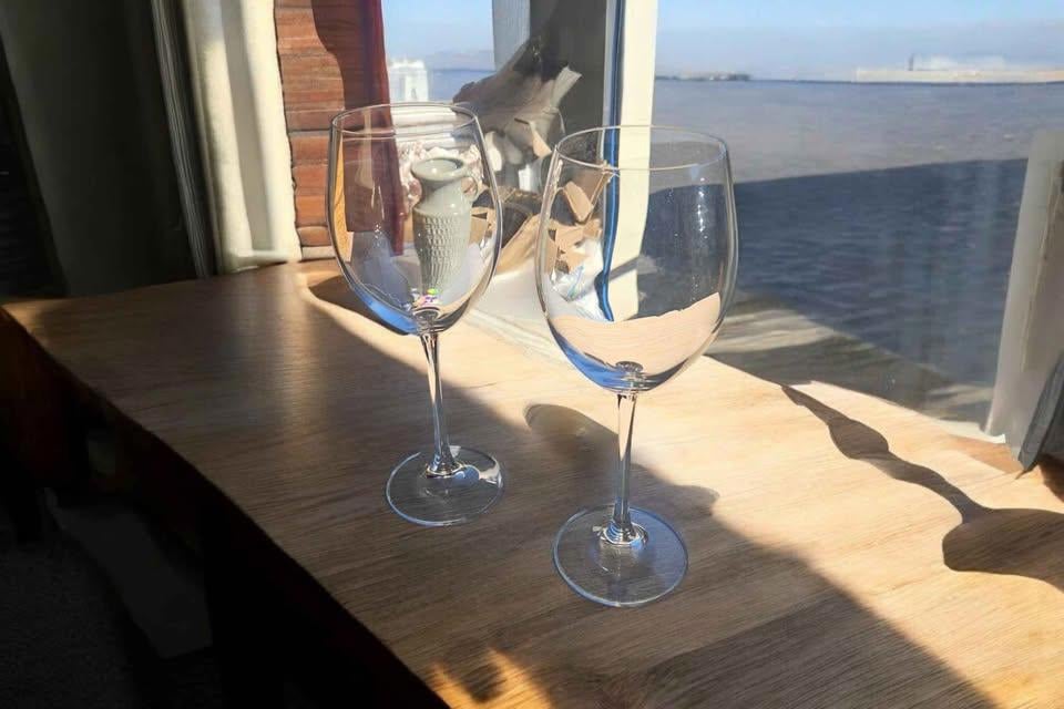 pair of crystal toscany wine glasses