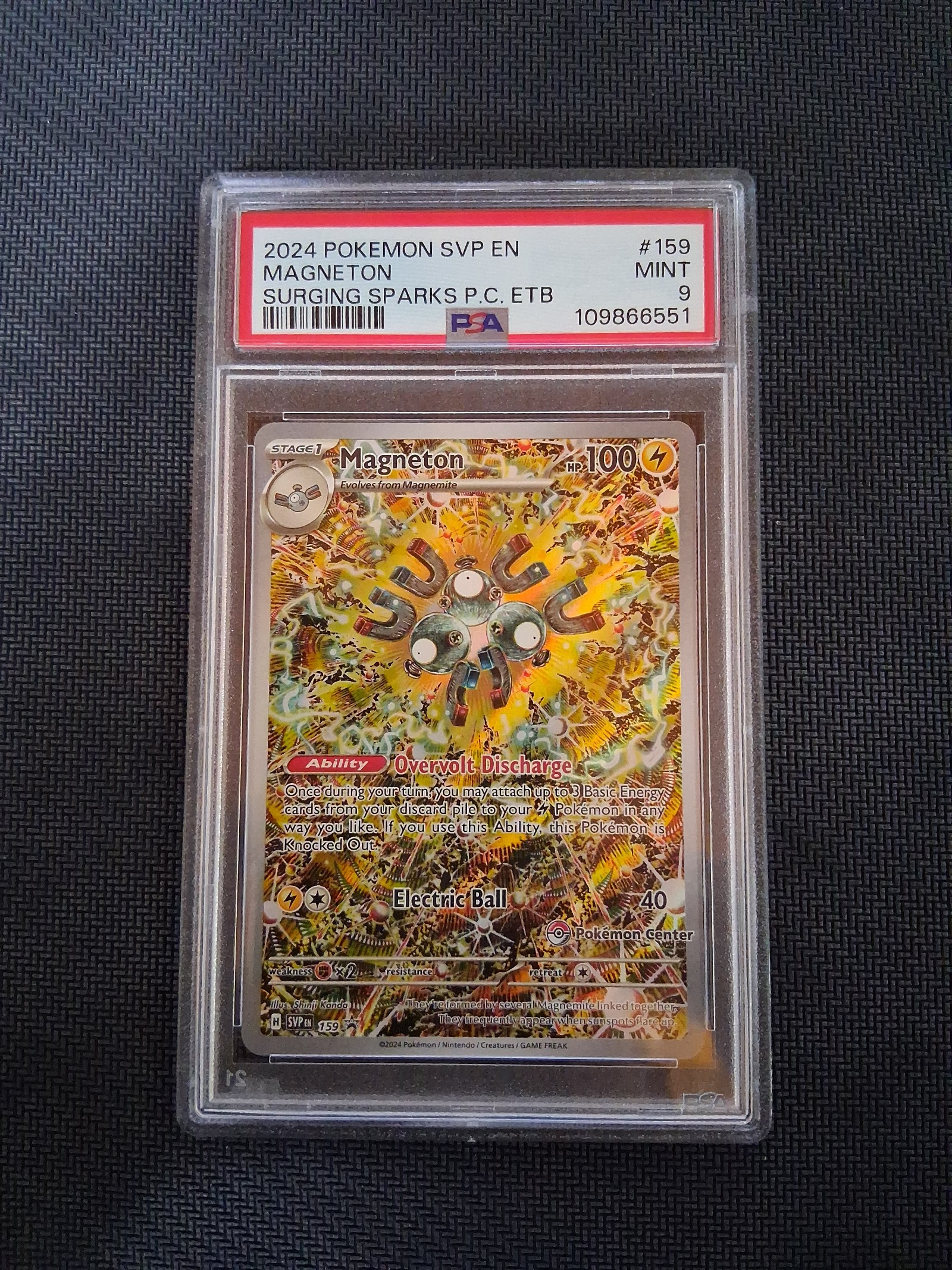 PSA 9 Magenton Surging Sparks Pokemon Center Stamped Promo