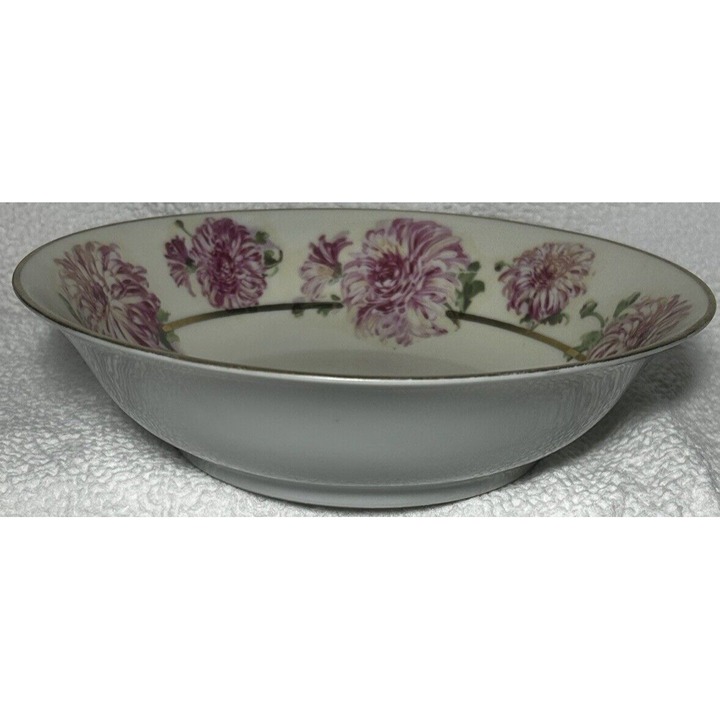 Serving Bowl Antique PM Bavaria c1904-1938 Mark Pink Spider Mums 8 7/8”H 2 3/8”W