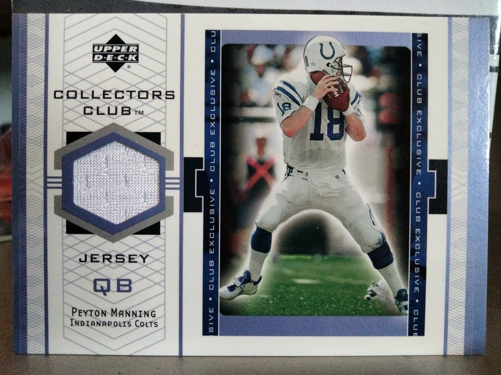 Peyton Manning 2002 Upper Deck Collectors Club Game Used Jersey Card # PM-J/RARE