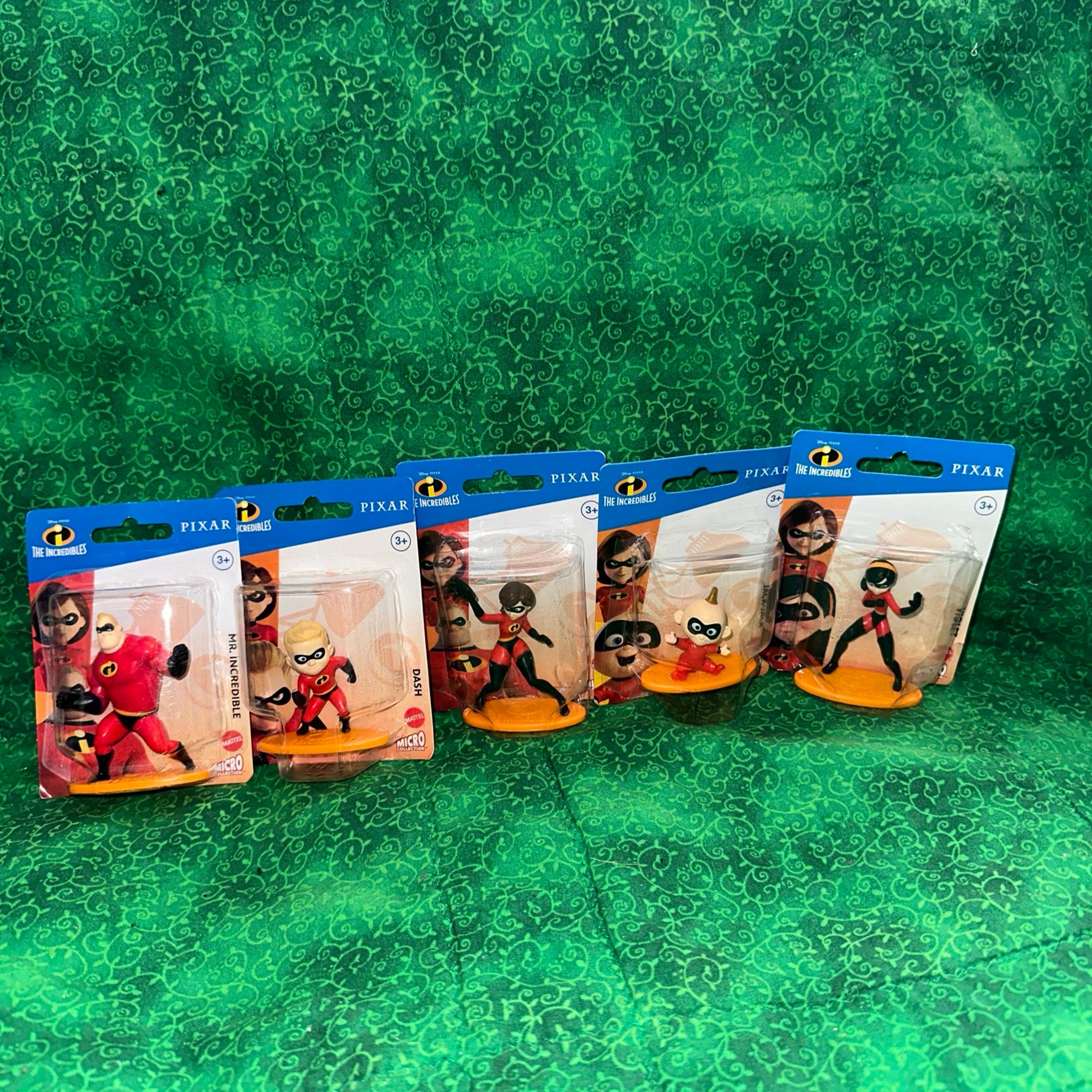 New Mattel Disney Pixar The Incredibles Micro Set of 5 Mini Figures Cake Toppers