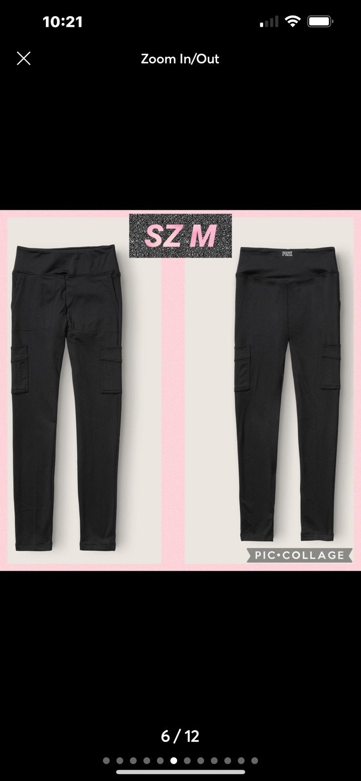 PINK ultimate fleece lined cargo leggings sz m black