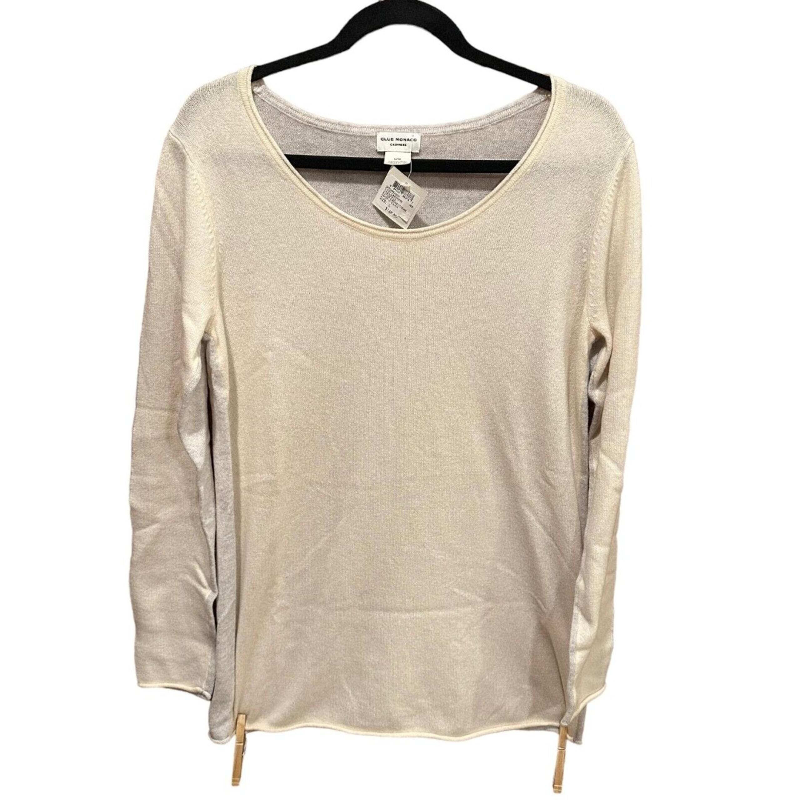 NWT CLUB MONACO Cashmere Crewneck Chandails Pullover Sweater Butter Cream L $169