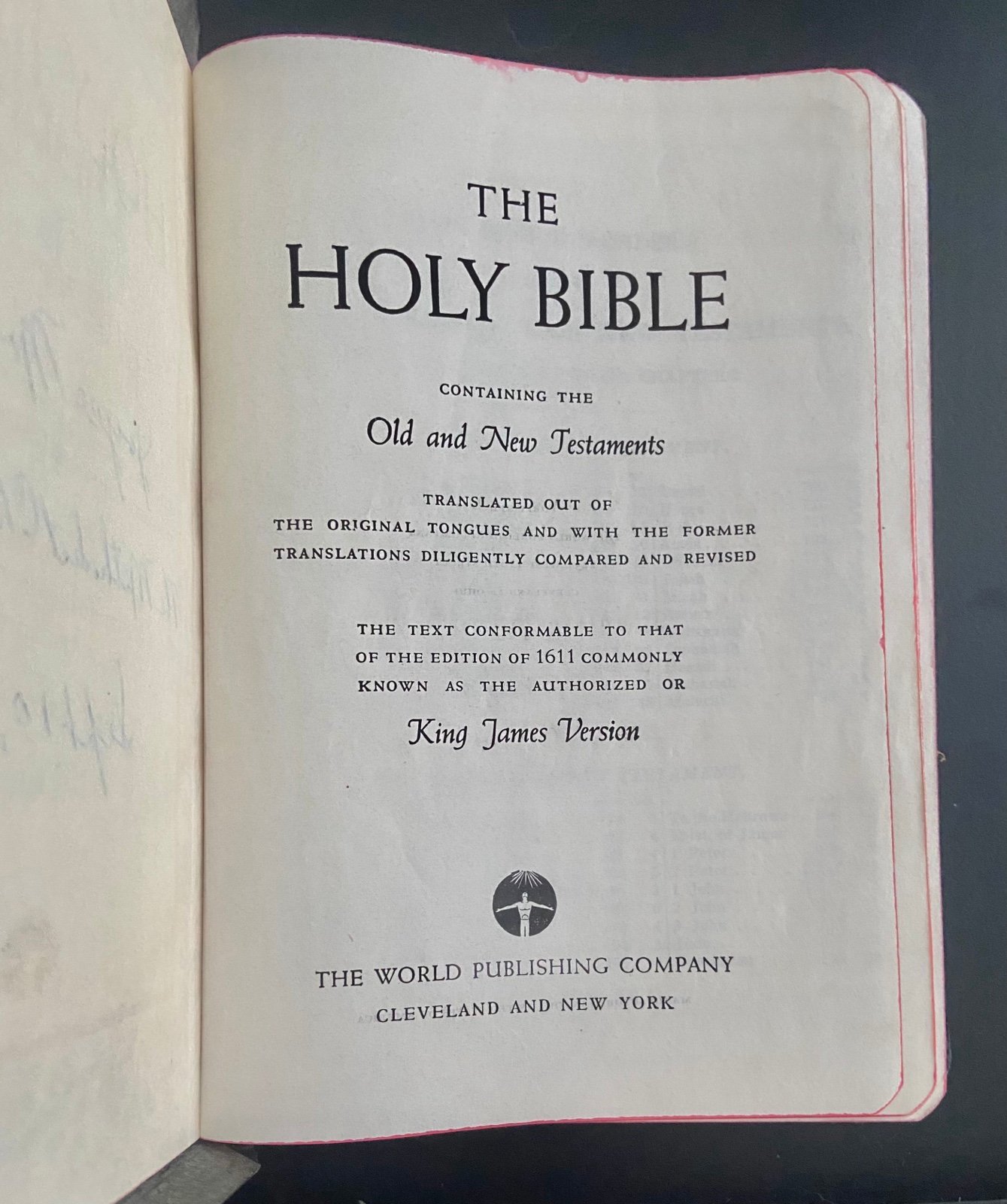 Vintage 1950’s The Holy Bible Red Letter Edition KJV Concordance World Publish - detail