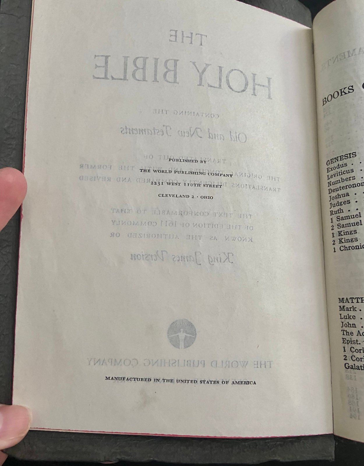 Vintage 1950’s The Holy Bible Red Letter Edition KJV Concordance World Publish - detail