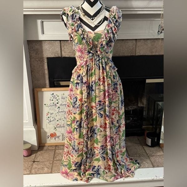 Hofman Copenhagen Catharina floral chiffon midi ruffle dress