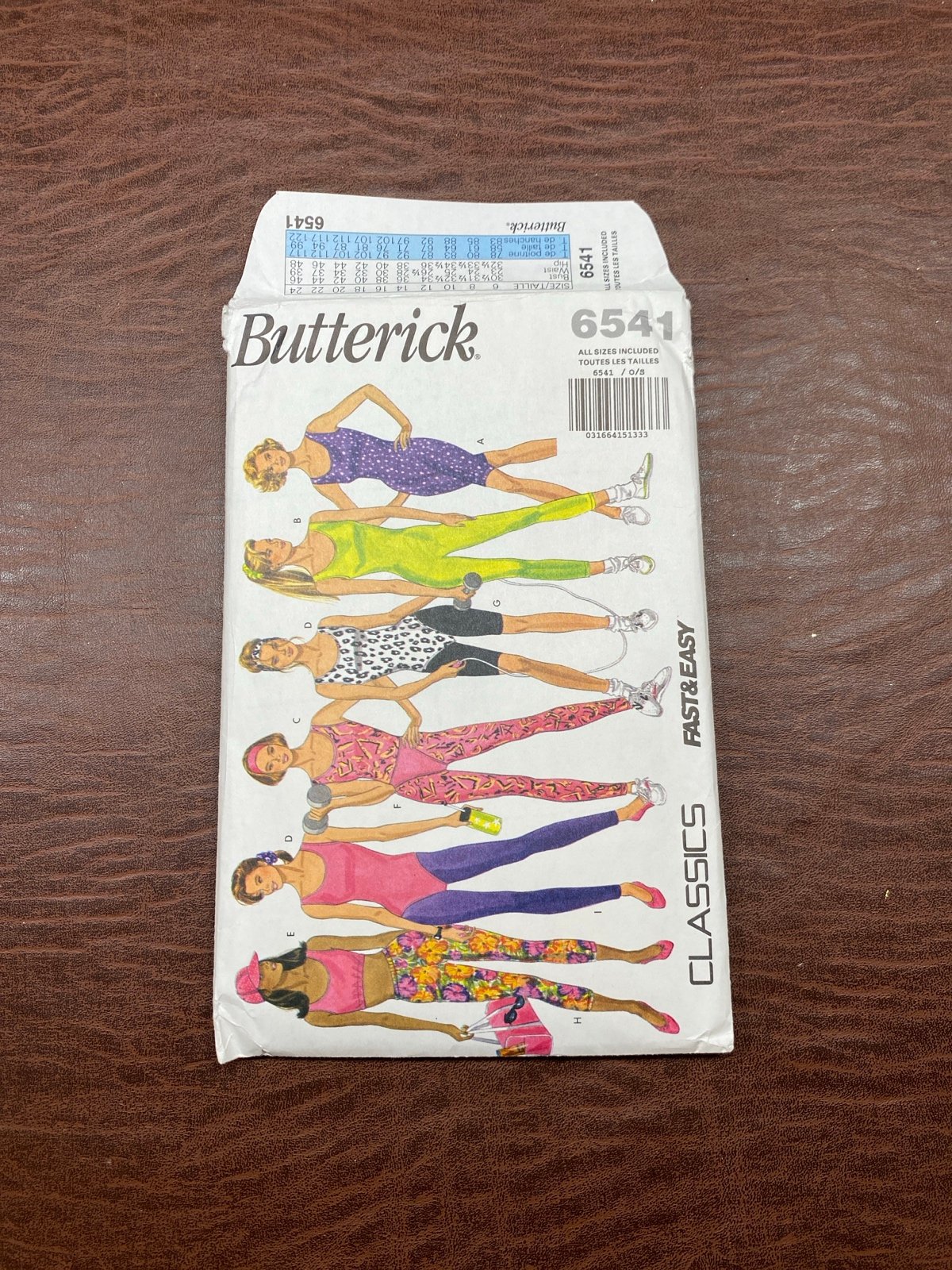 Vintage Butterick 6541 Sewing pattern Leggings, Leotard