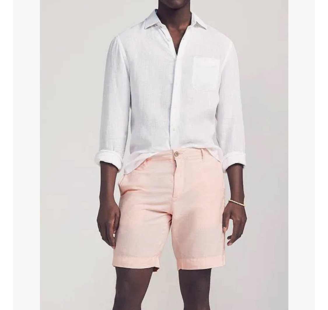 NWT Faherty Malibu Short in Summer Pink Linen & Cotton Blend Shorts Size 36 In