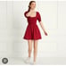 Hill House Red The Naia Nap Dress Smocked Bodice Puffy Sleeve Short Sz Small