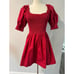 Hill House Red The Naia Nap Dress Smocked Bodice Puffy Sleeve Short Sz Small
