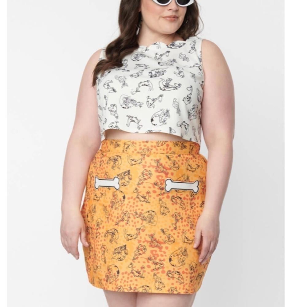 Unique Vintage x Flintstones Official Collaboration Orange Mini Skirt Large NWT