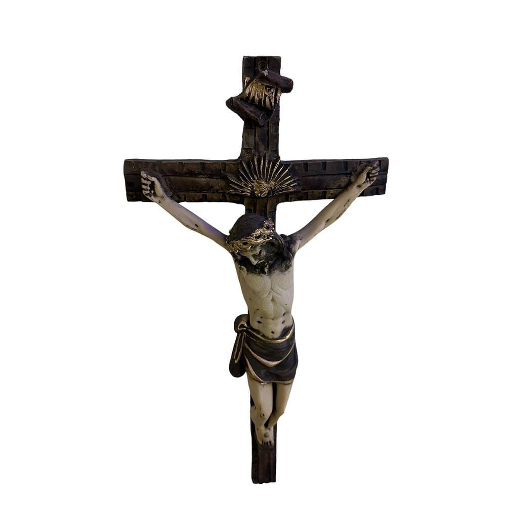 Vintage Wall Crucifix 24 Wood Jesus Christ Hanging Cross Resin Mexico
