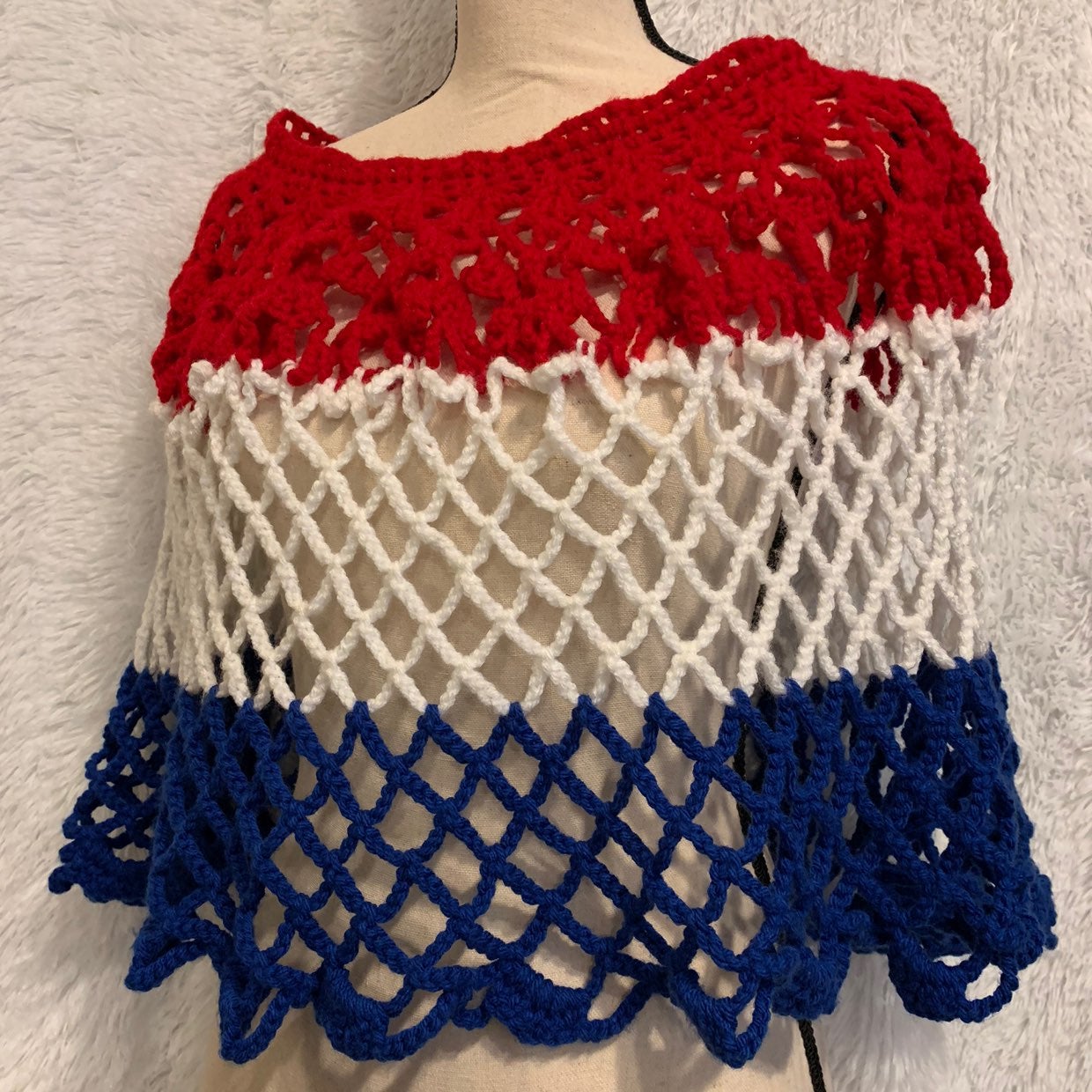 Crotchet Poncho Top Handmade/Homemade