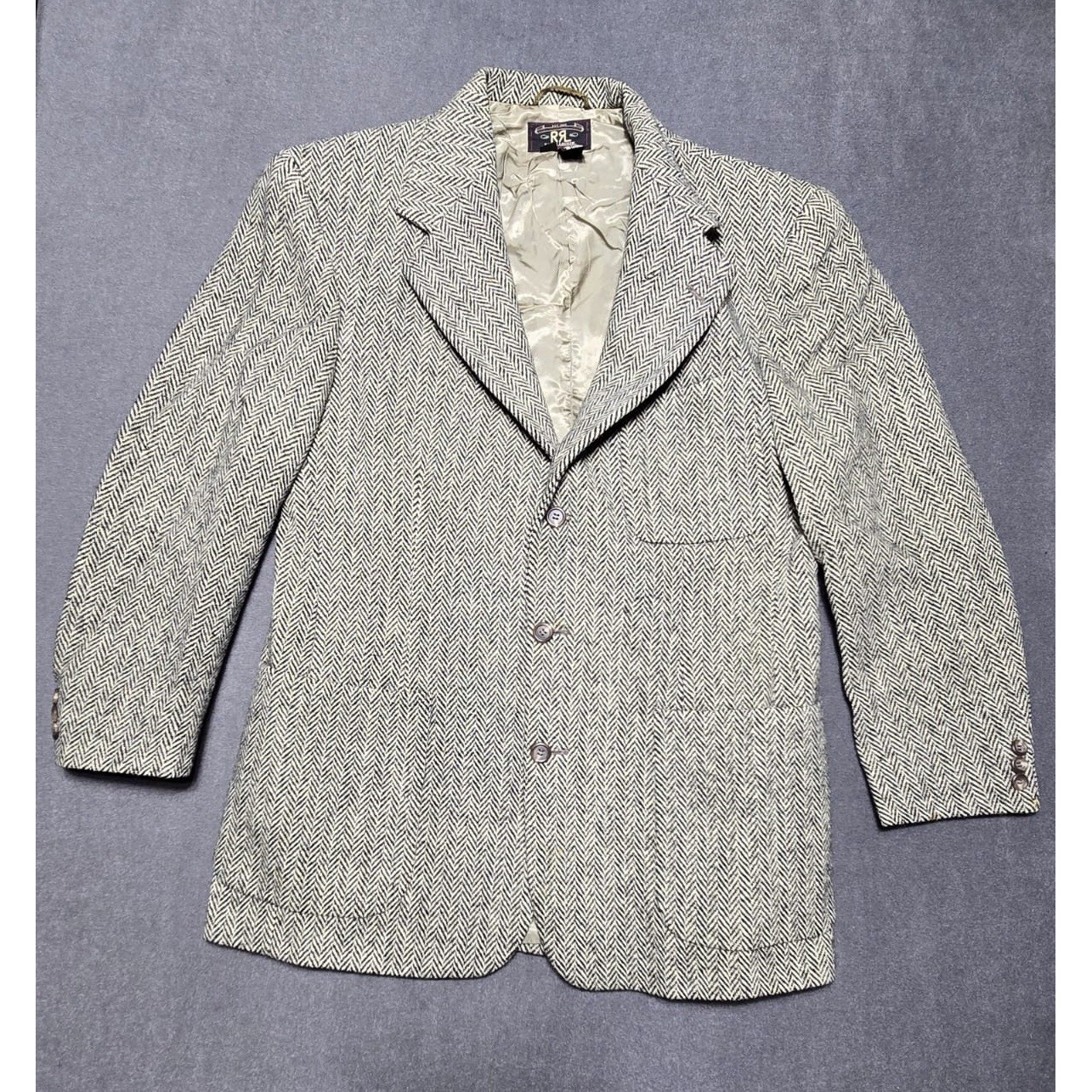 Ralph Lauren RRL Double RL Jacket Mens 40R Brown Herringbone Wool Blazer USA