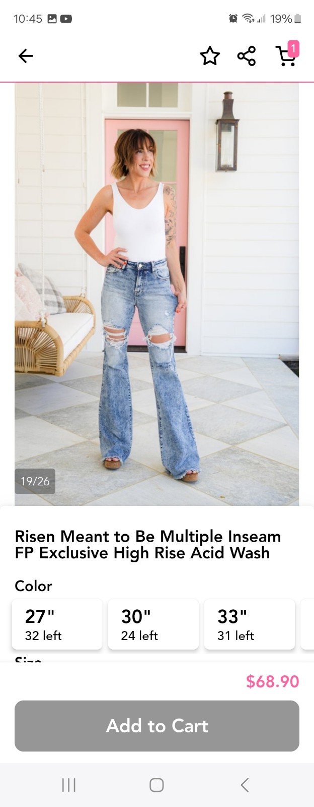 Risen distressed fit and flare jeans nwt 1x 33 inseam