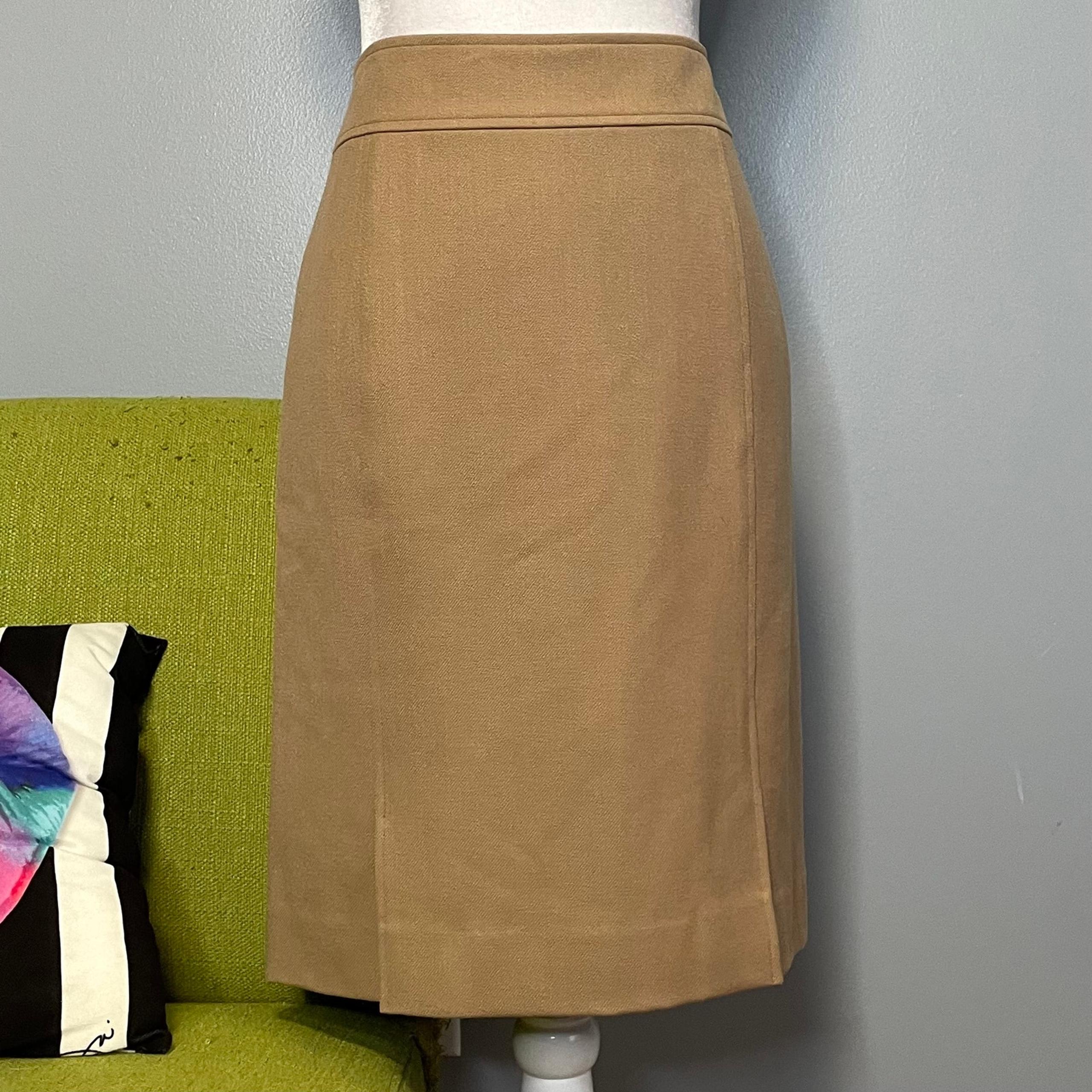 Carlisle Tan Wool Straight Pencil Skirt 4