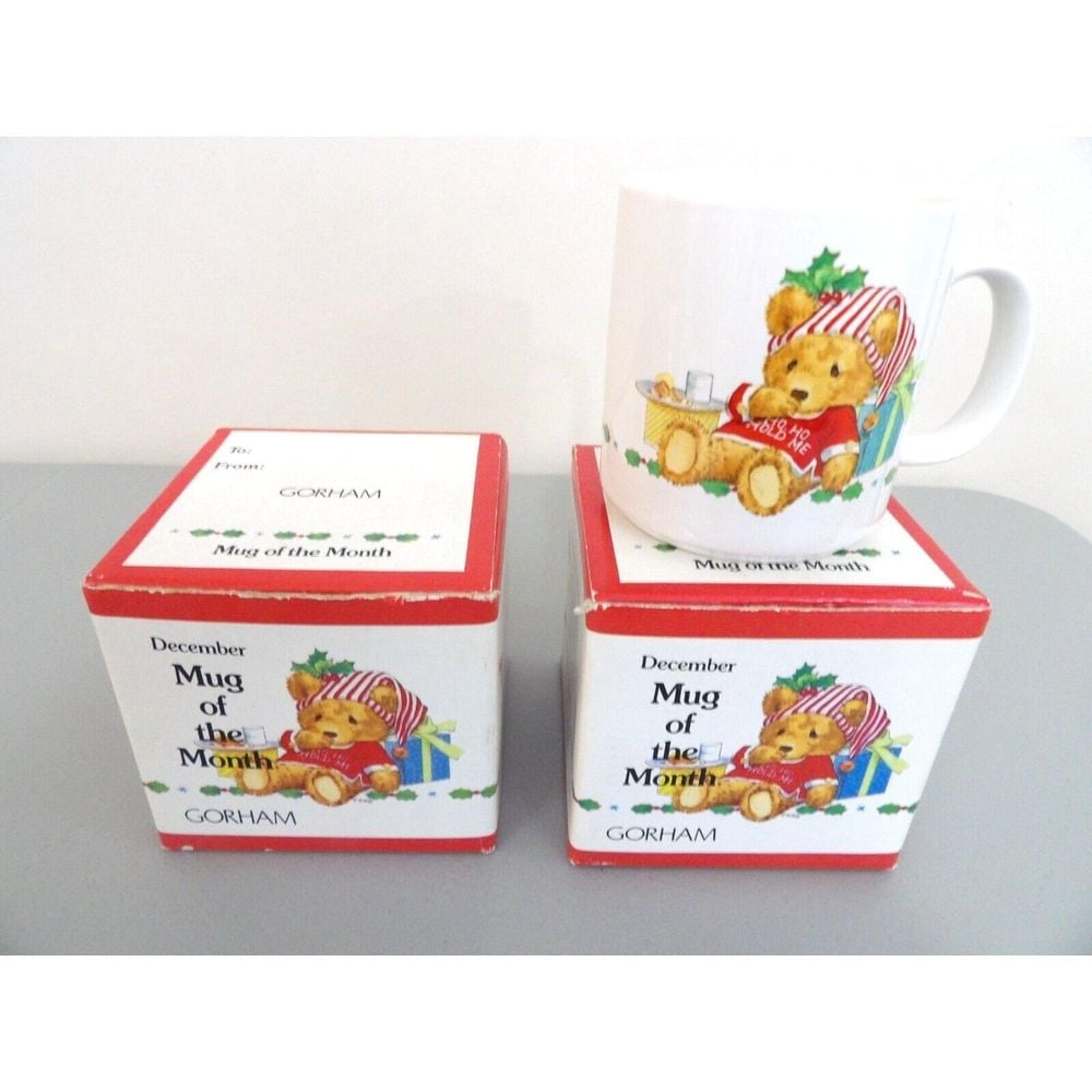 Lot 2 Vintage Gorham Mug of the Month December Dudley Decembear Bear Cups