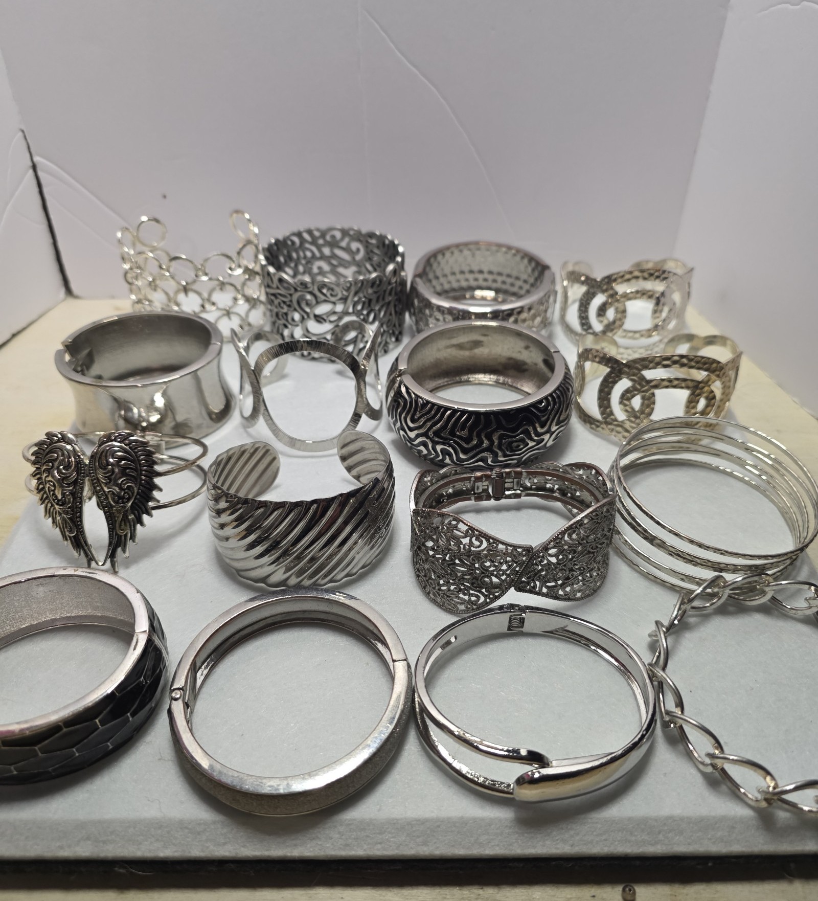 Silver Tone Bracelet LOT x 16 Adult/Teen Very Vintage Must Buy Whole LOT
