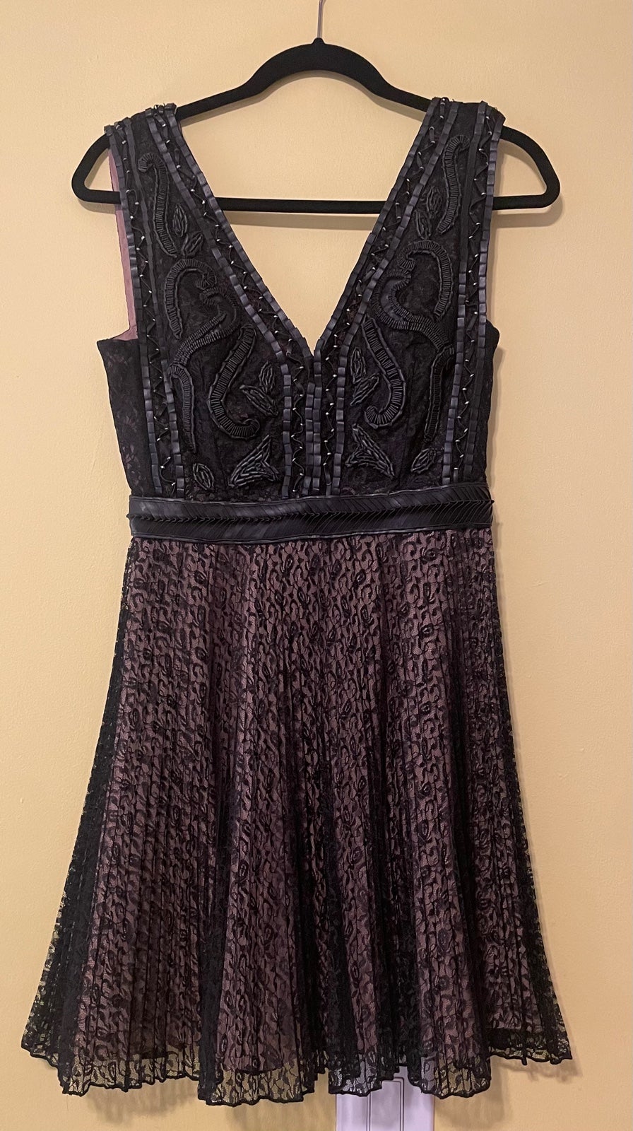 French Connection Lace and (faux) leather dress