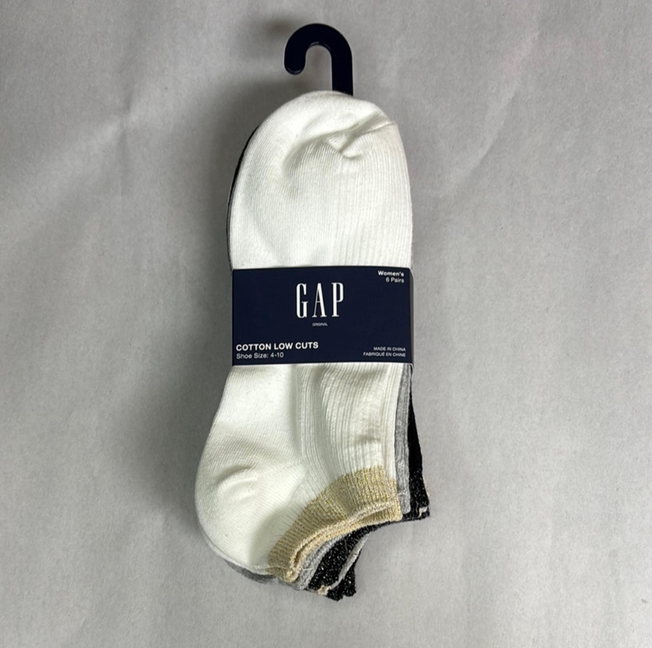 New Gap Socks Women’s 6 Pair White,Gray & Black Cotton Low Cut Casual Activewear