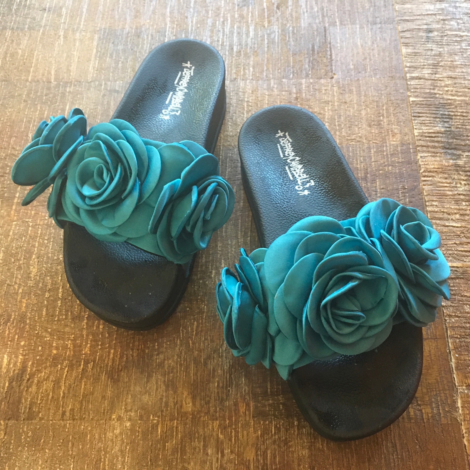 Jeffrey Campbell Eddie Rose Platform Slide Womens 8 Sandal Blue Flower FairyCore