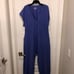 FP Movement by Free People Womens Hot Shot V Neck Open Back Jumpsuit Blue sz L
