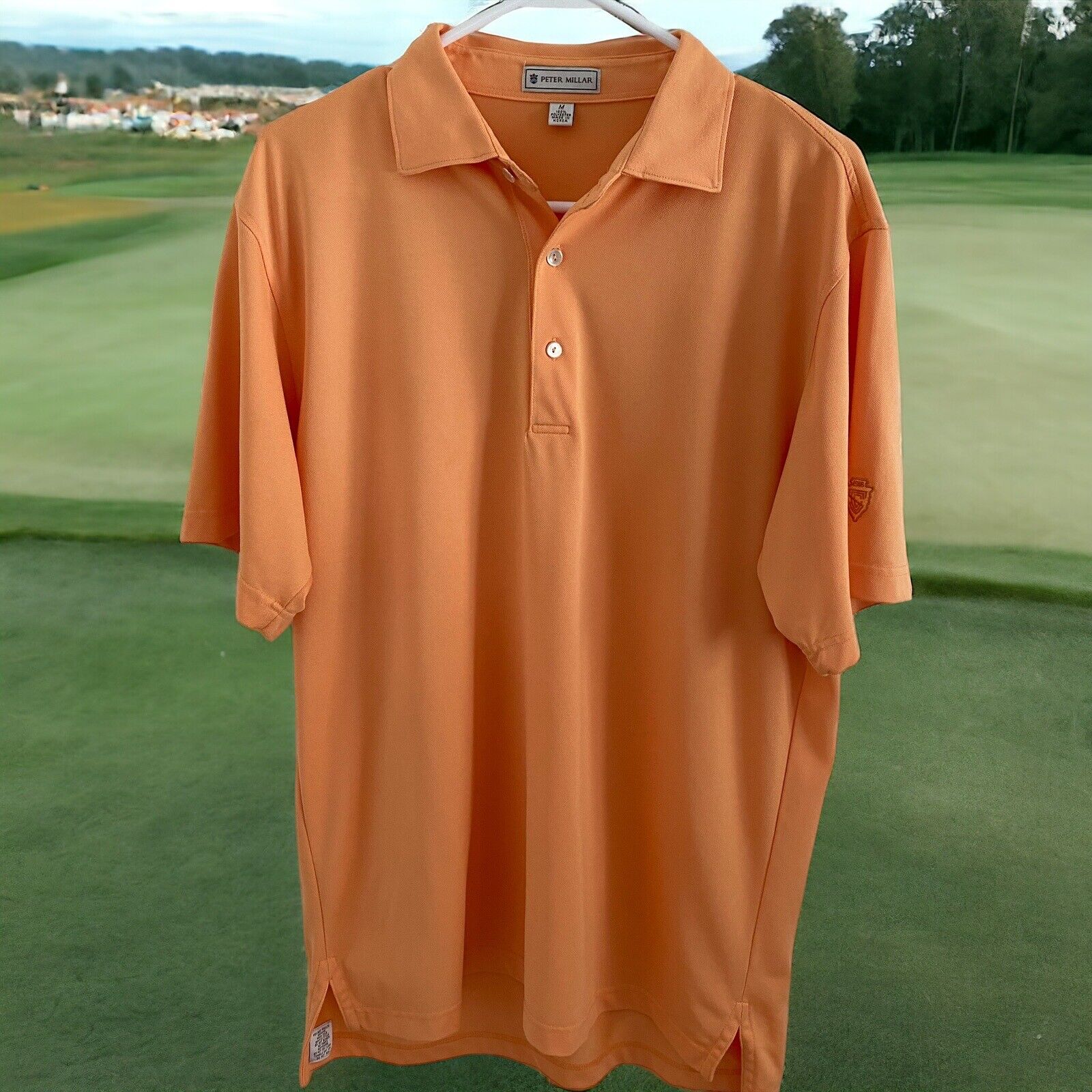 Peter Millar Polo Shirt Mens Medium Light Orange Solid Golf M