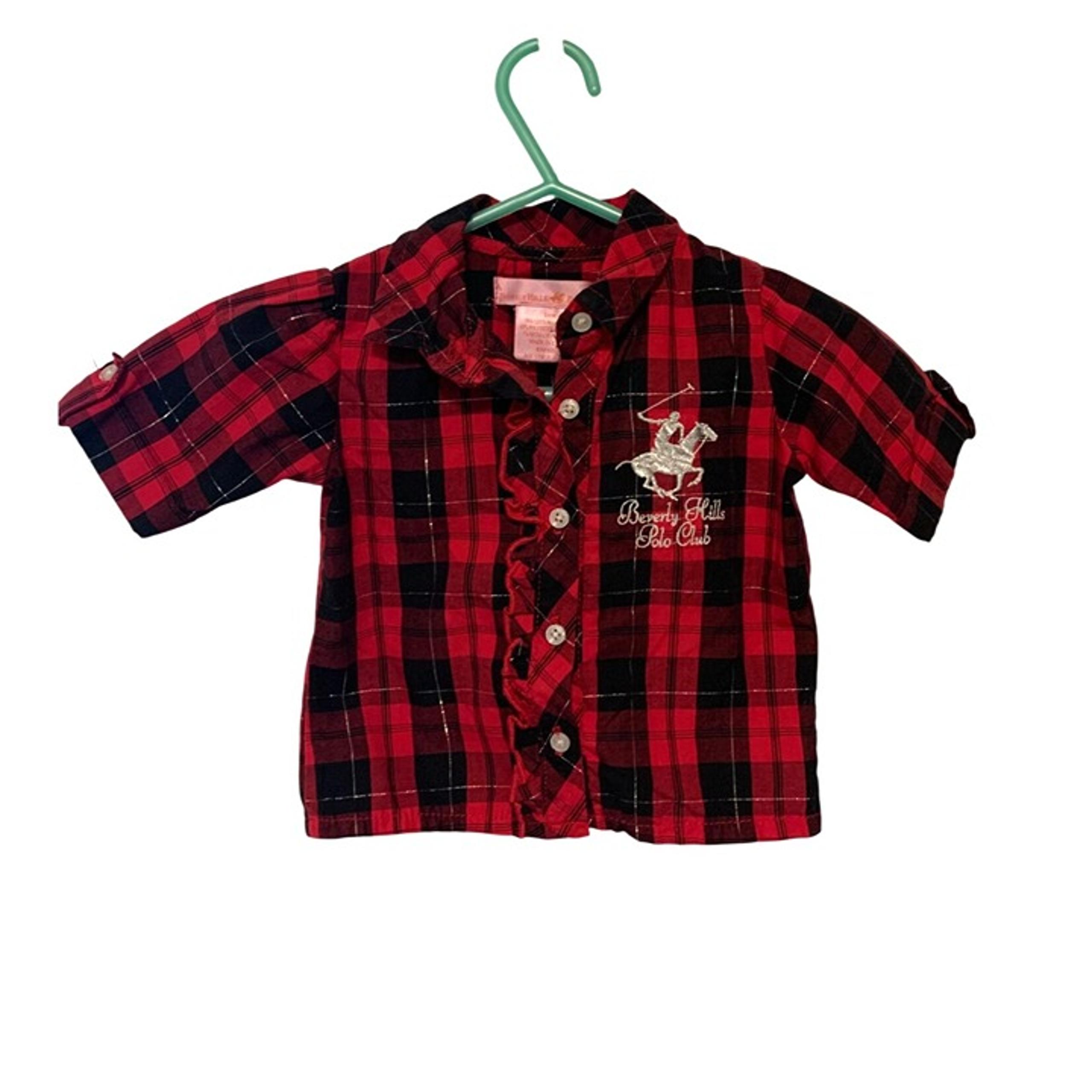 Beverly Hill Polo Club Girls Infant baby Size 3 6 Months Red Black Silver Button