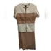 2709) Leslie Fay Linen Colorblock Two piece Button Up Jacket Dress Set Size 10