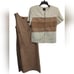 2709) Leslie Fay Linen Colorblock Two piece Button Up Jacket Dress Set Size 10